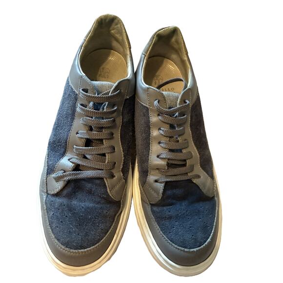 Brunello Cucinelli Navy & Grey Suede Low Top Leather Sneakers Men\'s Size 10 US